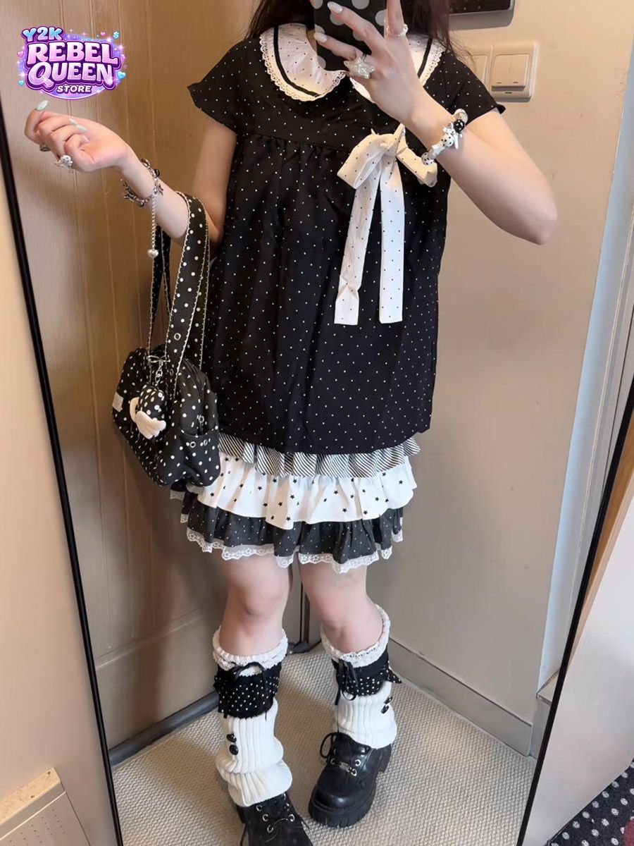 Conjunto de 2 piezas Y2K Kawai - Elastic Lace Trim reseña y precio