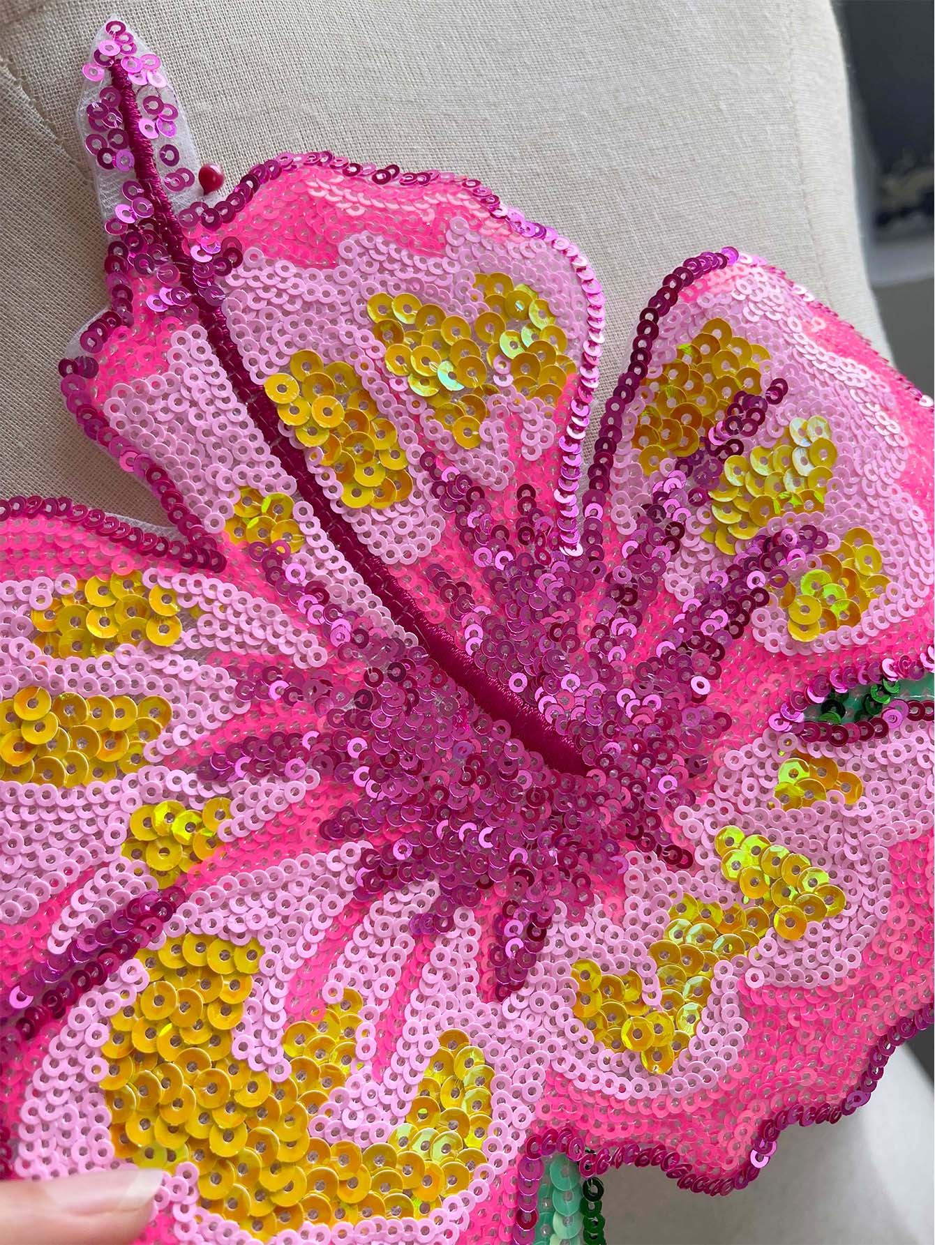 1 pieza 26CM lentejuelas rosas - Applique Patch Flower reseña y precio